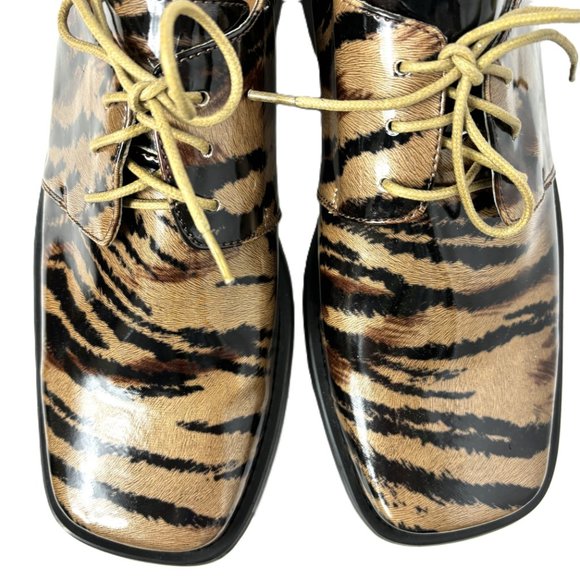Vintage Tan Gold Zebra Oxford Formal Dress Shoe Rare OOAK NWOT - Picture 5 of 12